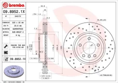 Stabdžių diskas BREMBO 09.8952.1X kaina