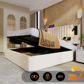 Dvigulė lova 180x200, USB, LED, sandėliavimas, 2 dėžės