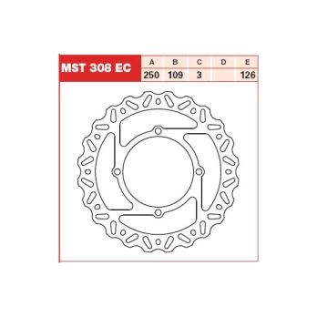 Stabdžių diskas MST308EC Priekis fiksuotas TRW 250/109/3mm/126mm