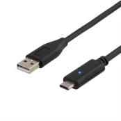 Mob. telefono kabelis DELTACO USB 2.0 "C-A", 2.0m, juodas / USBC-1006 kaina