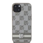 Dėklas DKNY PU Leather Checkered Pattern and Stripe Case for iPhone 13 rusvai gelsvas kaina