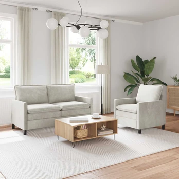 Sofa Sofos komplektas 2 pcs Kreminė Aksomas