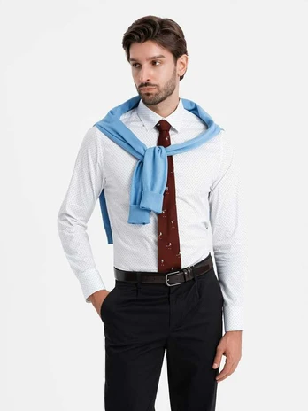 men's cotton micro pattern regular fit shirt - baltas v1 om-shcs-0152
