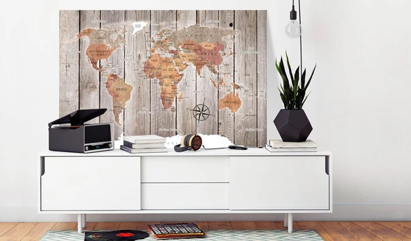 Artgeist Paveikslas - World Map: Wooden Stories