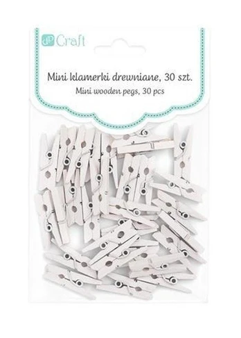 Spaustukai mediniai mini 30vnt white