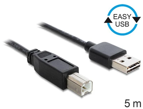 USB laidas Delock USB-A – USB-B 5 m juodas (85553)