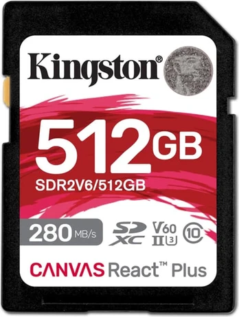 Kingston SD Card 512GB React Plus 280/150/MB/s U3 V60