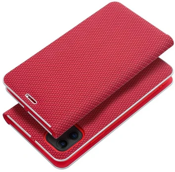 Dėklas Oem Kabura LUNA Book Carbon do IPHONE 16 raudona