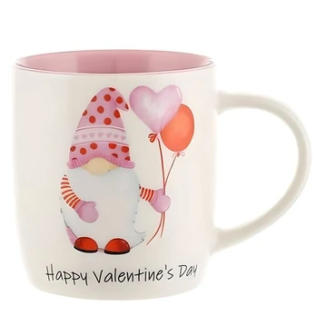 Puodelis Happy Valentine's Day, baltas/rožinis, 320 ml