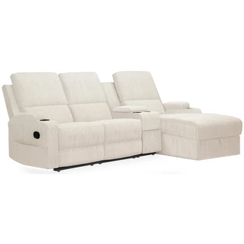 Kampinė sofa-reglaineris Notio Living Dallas, balta