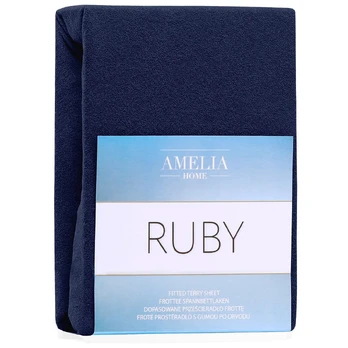 Frotinė paklodė su guma Ameliahome RUBY Navy Blue, 200x200 cm