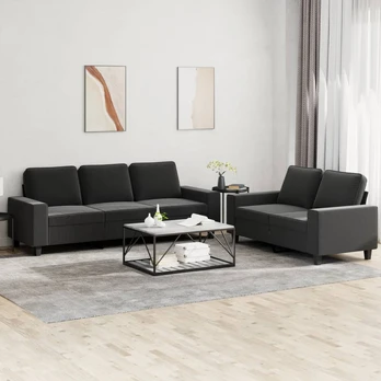 Sofa Sofos komplektas, 2 dalių, juodos spalvos, audinys