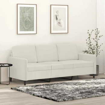 Trivietė sofa, kreminės spalvos, 180cm, aksomas