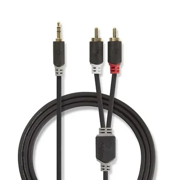 Nedis Aux Audio Cable 3.5 mm -> 2x RCA 3m Juodas