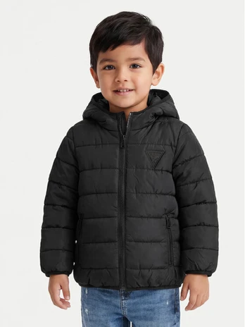 Guess Pūkinė striukė H4BT03 WCFM0 Juoda Regular Fit