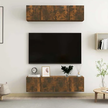TV spintelės, 4vnt., dūminio ąžuolo, 60x30x30cm, mediena
