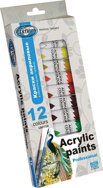 Akriliniai dažai CENTRUM, 12ml x 12 spalvų