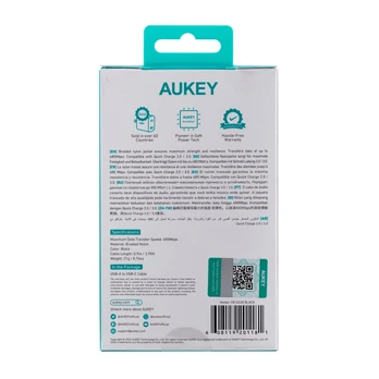 AUKEY CB-CD30 Nylon cab le USB C - USB A 0.9m 3