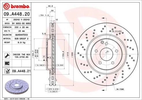 BREMBO 09.A448.21 Brake Disc