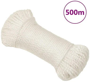 Darbo virvė, baltos spalvos, 6mm, 500m, polipropilenas