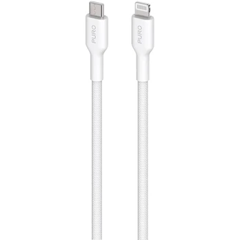 Puro Fabric Cable USB-C to Lightning 1.2 m, baltas