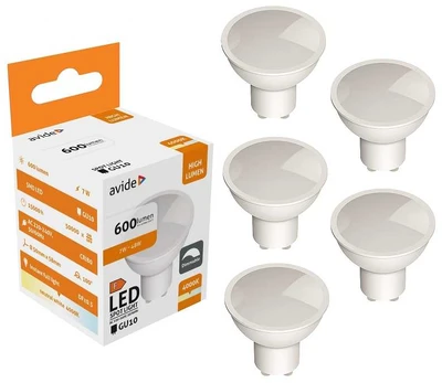 Avide LED lemputė 7W GU10 4000K Dimmable 5vnt