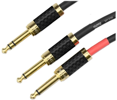 Kabelis 6,3 jack stereo - 2x mono Klotz 18m