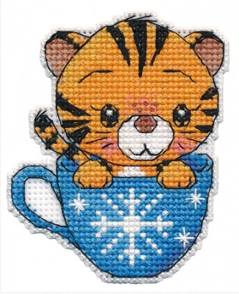 Tiger in a cup. Magnet S1431