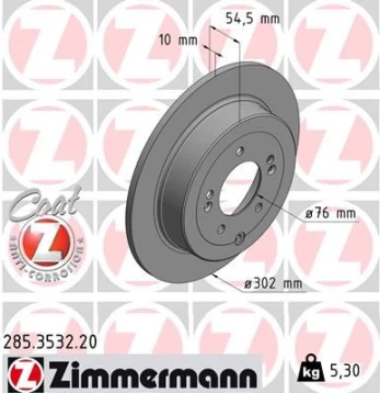 Stabdžių diskas ZIMMERMANN 285.3532.20