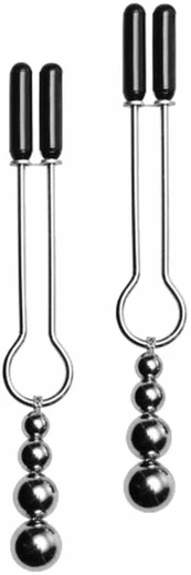 XR Brands Master Series Decorative Nipple Clamp Set with Triple Beads