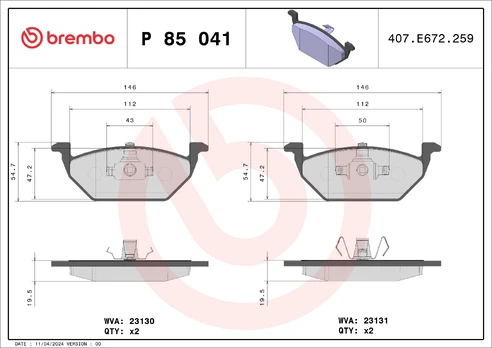 Brake pads - tuning Xtra P 85 041X front