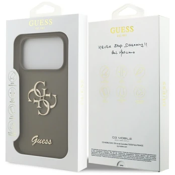 Dėklas Guess Silicone Big 4G Script do iPhone 17 Pro ruda