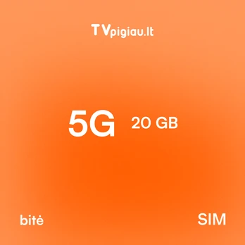 „5G 20" planas - visiškai neribotas ryšys su 20 GB 5G internetu 6 mėn