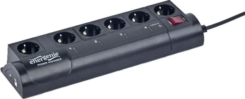 Energenie EG-PMS2 surge protector Black 6 AC outlet(s) 220 – 230