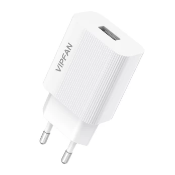 Vipfan E01 srovės šaltinis kroviklis, 1x USB, 2.4A baltas