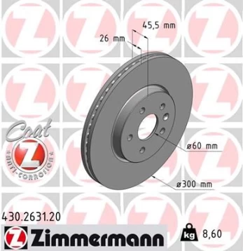 Stabdžių diskas ZIMMERMANN 430.2631.20