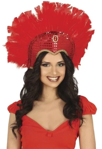 Fiesta Raudonas samba plunksnų galvos papuošalas