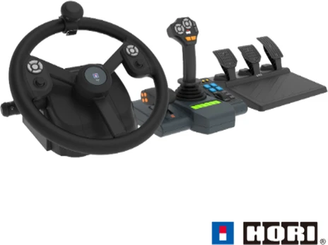 Hori - Farming Control System for PC (Windows 11/10) for Farming Simulator with Full-Size Steering Wheel, Control Panel & Pedals
