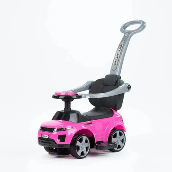 Ride-on car with handle - 614R - rubber wheels - PINK/BLACK ***