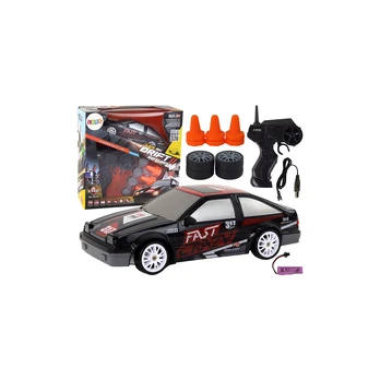 Lean Remote Controlled Sports Car R/C 1:24 Juodas Replaceable Wheels