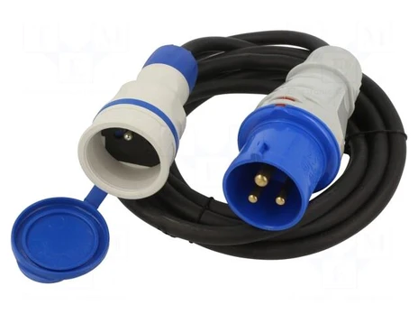 Extension lead | 3x2.5mm2 | Sockets: 1 | rubber | black | 3m | 16A | EXTREM