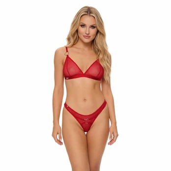 Obsessive Crimessa Lingerie Set Red - Elegant Mesh Design, Adjustable Fit