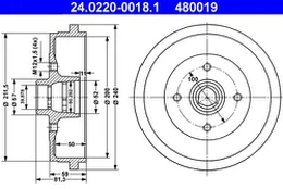 Stabdžių būgnas ATE 24.0220-0018.1 kaina
