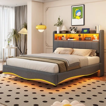 Apatinis lovos rėmas, LED, USB, Type-C, 140x200 cm, 1 vnt