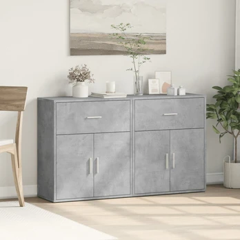Šoninės spintelės, 2vnt., betono, 60x31x70cm, apdirbta mediena