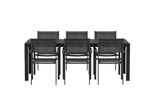 Mirko Table - Black with 6 Copacabana Chair - Black