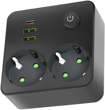 Šakotuvas (2 pozicijų) LINEA PRO FL2, juodas, su 2xUSB + 1xUSB C