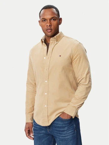 Tommy Hilfiger Marškiniai Solid MW0MW40486 Smėlio Regular Fit