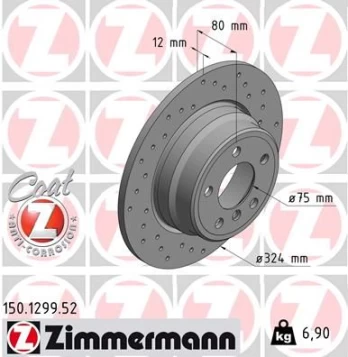 Stabdžių diskas ZIMMERMANN 150.1299.52