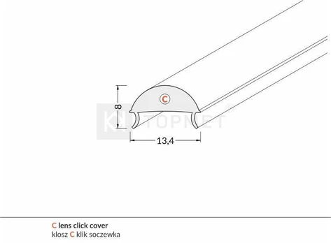 LED juostos profilio dangtelis C CLICK, skaidrus, 2m